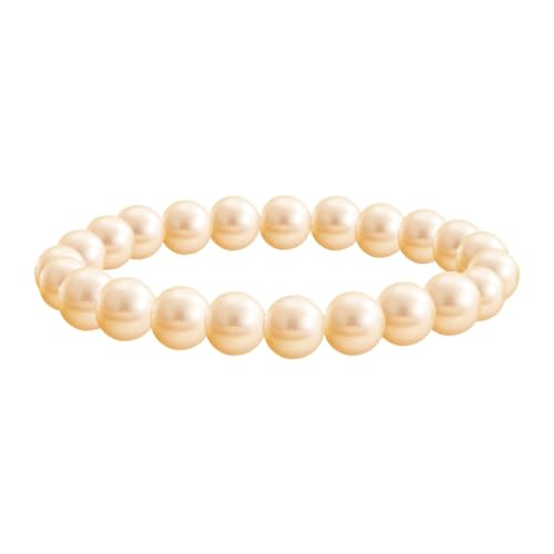 mkslksbhnxl Perlenarmband für Damen, AAA-Qualität, Weiß, Süßwasserperlen, 8 mm, verstellbare Größe von mkslksbhnxl