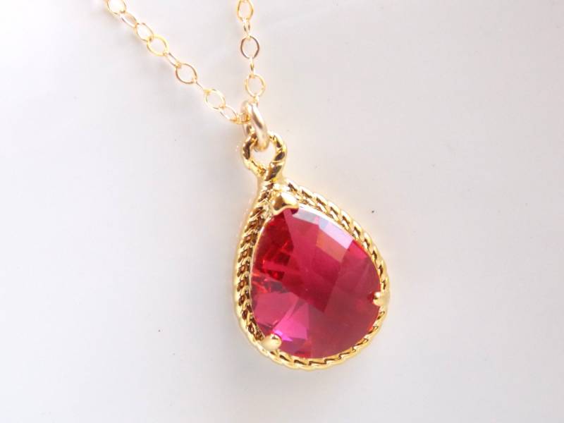 Fuchsia Halskette, Fuschia Glas, Gold Gefüllt Hochzeit, Brautjungfer Braut Halskette Schmuck, Geschenke Fuchsia Halskette, Fuschia Glas, Gold Gefüllt Hochzeit, Brautjungfer Braut Halskette Schmuck, Geschenke von mlejewelry