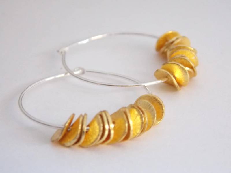 Gold Creolen, Kleine Creolen Ohrringe, Sterling Silber, Silber Und Gold Creolen, Kleine Creolen Ohrringe, Sterling Silber, Silber Und von mlejewelry