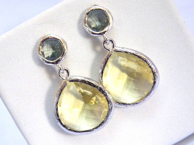 Graue Ohrringe, Grau, Gelb Citrin, Silber, Kohle, Hochzeit, Brautjungfer Braut Ohrringe Schmuck, Geschenke Graue Ohrringe, Grau, Gelb Citrin, Silber, Kohle, Hochzeit, Brautjungfer Braut Ohrringe Schmuck, Geschenke von mlejewelry