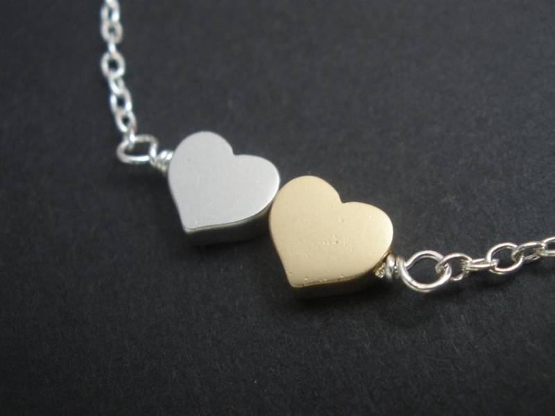 Herz-Halskette, Silber Gold Herz Halskette, Anhänger Herz, Kleines Und Zierliche Halskette Brautjungfer Geschenke Herz-Halskette, Silber Gold Herz Halskette, Anhänger Herz, Kleines Und Zierliche Halskette Brautjungfer Geschenke von mlejewelry