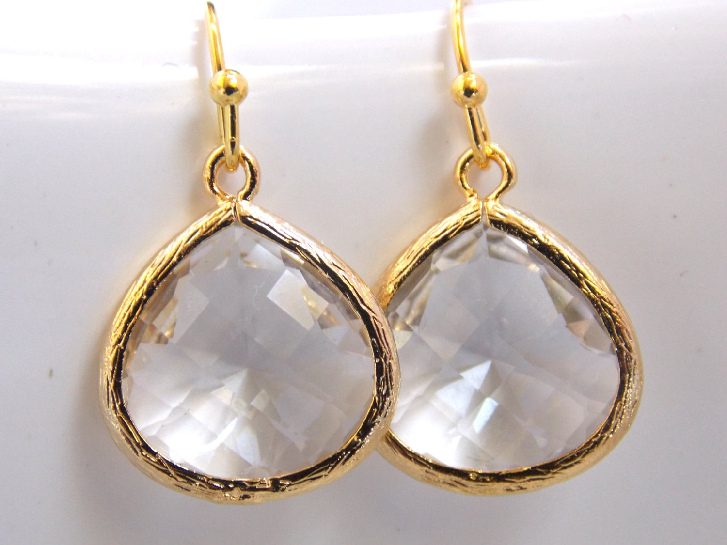 Kristall-Ohrringe, Klare Ohrringe, Glasohrringe, Transparent, Weiß, Gold, Brautjungfer Braut Geschenke Kristall-Ohrringe, Klare Ohrringe, Glasohrringe, Transparent, Weiß, Gold, Brautjungfer Braut Geschenke von mlejewelry