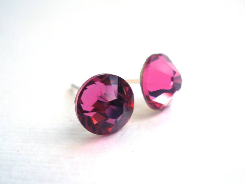 Kristall Ohrstecker, Fuschia Ohrringe, Fuchsie Ohrstecker Swarovski Kristall, Rosa Farbe, Brautjungfer Geschenke, Ohrringe Kristall Ohrstecker, Fuschia Ohrringe, Fuchsie Ohrstecker Swarovski Kristall, Rosa Farbe, Brautjungfer Geschenke, Ohrringe von mlejewelry