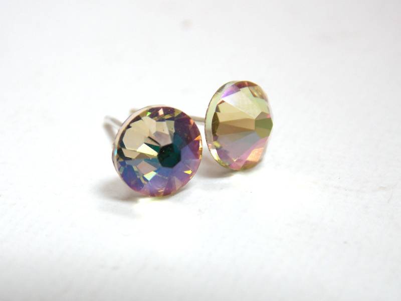 Kristall Ohrstecker, Swarovski Post Ohrringe, Leuchtend Grün, Rose Rosa Frühling Brautjungfer Geschenke Kristall Ohrstecker, Swarovski Post Ohrringe, Leuchtend Grün, Rose Rosa Frühling Brautjungfer Geschenke von mlejewelry