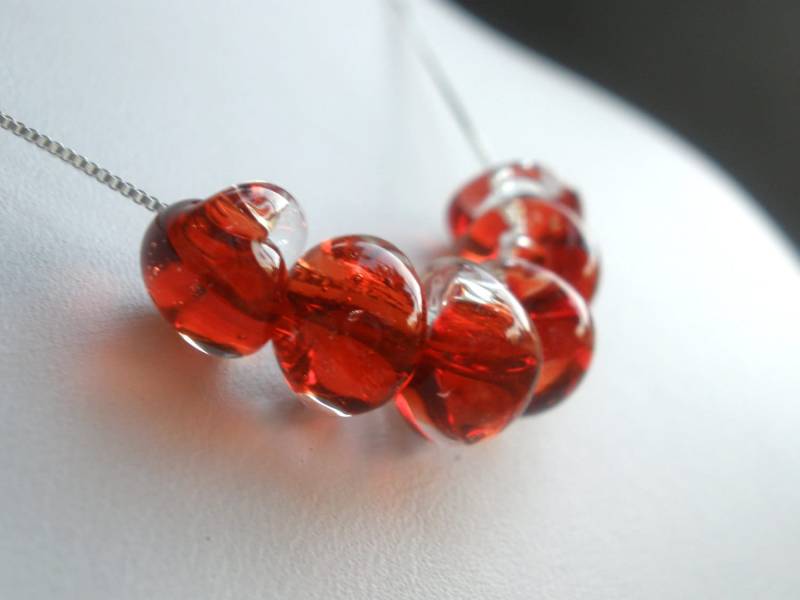 Lampwork Halskette, Rote Teardrop Glas Granat Rot Teardrop, Sterling Silber Boro Perlen, Lampenarbeit, Freund Geschenk von mlejewelry