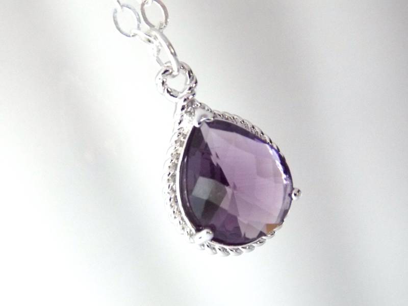 Lila Halskette, Glas Sterling Silber, Amethyst, Tanzanit, Hochzeit, Brautjungfer Braut Geschenke Lila Halskette, Glas Sterling Silber, Amethyst, Tanzanit, Hochzeit, Brautjungfer Braut Geschenke von mlejewelry