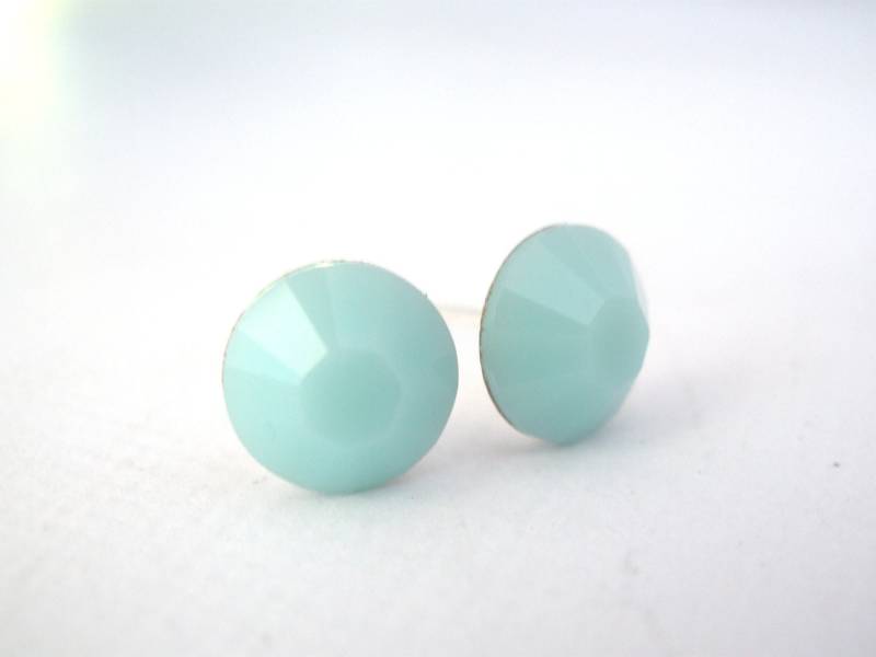 Mint Ohrringe, Swarovski Kristall Ohrstecker, Aqua Opal Alabaster, Post Brautjungfer Geschenke von mlejewelry