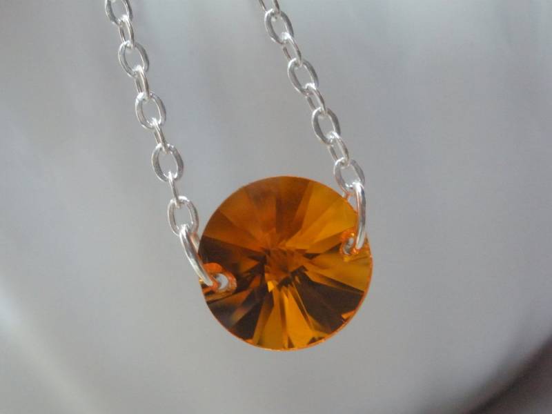 Orange Halskette, Swarovski Kristall Anhänger, Mandarine, Koralle, Glas Brautjungfer Geschenke Orange Halskette, Swarovski Kristall Anhänger, Mandarine, Koralle, Glas Brautjungfer Geschenke von mlejewelry