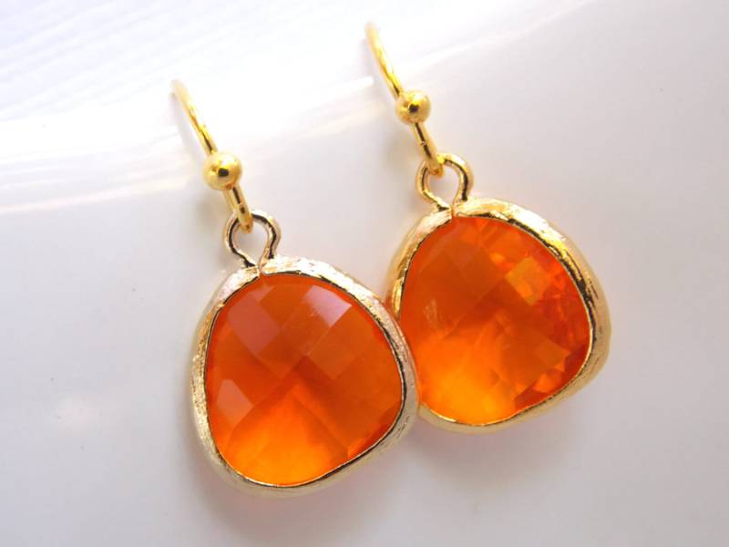 Orange Ohrringe, Ohrringe Glas, Mandarine, Gold Karneol, Brautjungfer Braut Schmuck Orange Ohrringe, Ohrringe Glas, Mandarine, Gold Karneol, Brautjungfer Braut Schmuck von mlejewelry