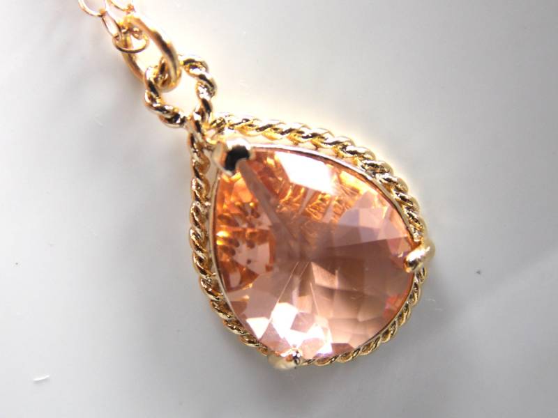 Pfirsich Halskette, Champagner Glas, Gold Gefüllt, Hochzeitsschmuck, Brautjungfer Braut Halskette Schmuck, Geschenke Pfirsich Halskette, Champagner Glas, Gold Gefüllt, Hochzeitsschmuck, Brautjungfer Braut Halskette Schmuck, Geschenke von mlejewelry