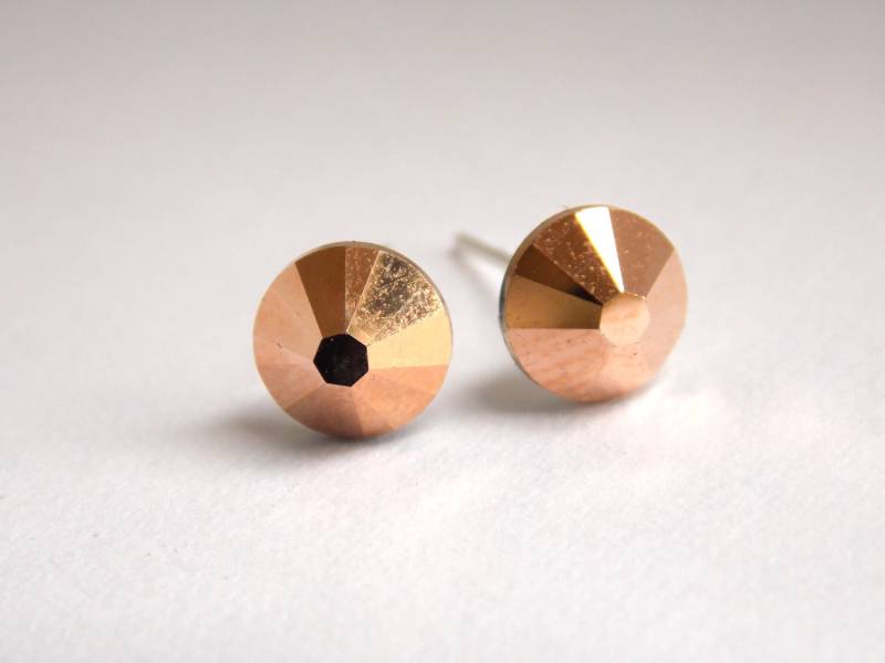 Rose Gold Ohrringe, Ohrstecker, Swarovski Kristall Kristall, Champagner, Silber Post Brautjungfer Geschenke Rose Gold Ohrringe, Ohrstecker, Swarovski Kristall Kristall, Champagner, Silber Post Brautjungfer Geschenke von mlejewelry