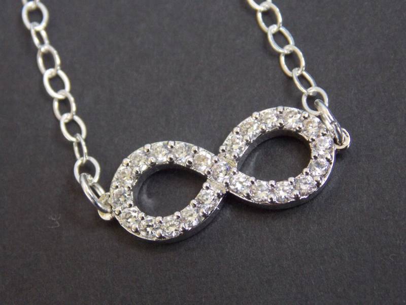 Unendlichkeit Halskette, Sterling Silber Infinity, Ewigkeit Beste Freund Infinity Doppel, Brautjungfer Geschenke, Zirkonia von mlejewelry