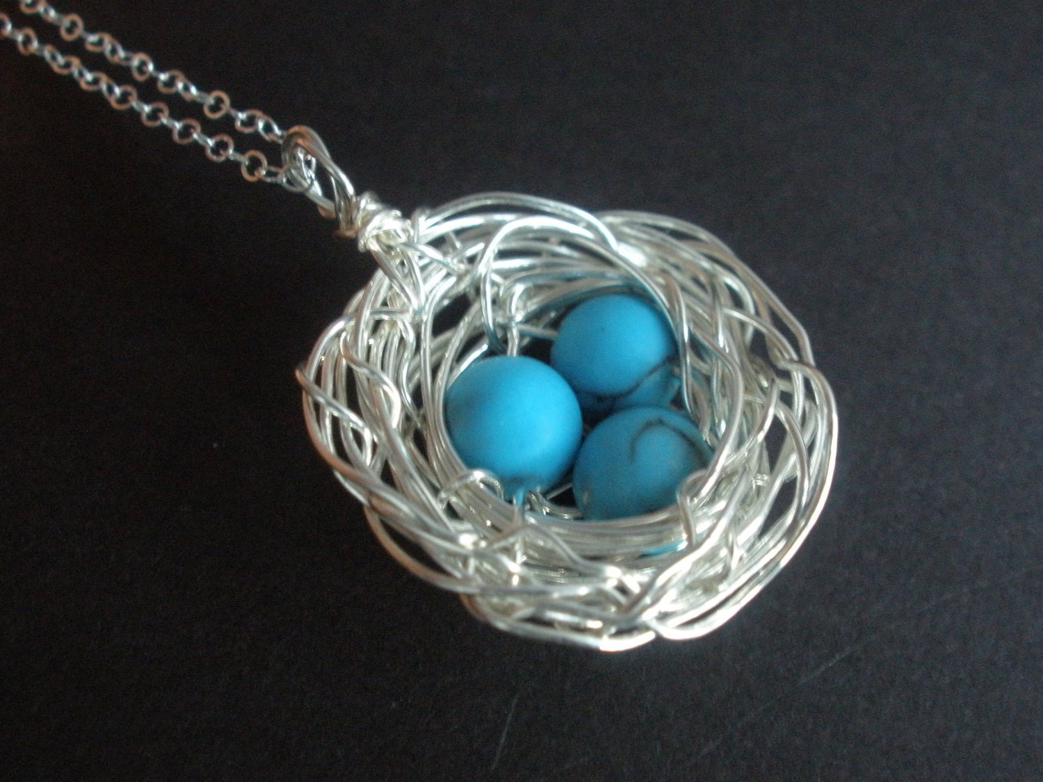Vogel-Nest-Halskette Mit Türkis-Perlen, Vogel-Nest-Halskette, Wire Wrapped, Mutterschmuck, Muttergeschenke, Mom Vogel-Nest-Halskette Mit Türkis-Perlen, Vogel-Nest-Halskette, Wire Wrapped, Mutterschmuck, Muttergeschenke, Mom von mlejewelry