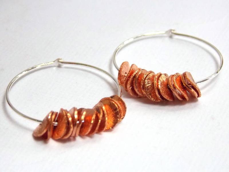 sterling Silber Creolen, Kleine Kupfer, Braun, Creolen sterling Silber Creolen, Kleine Kupfer, Braun, Creolen von mlejewelry