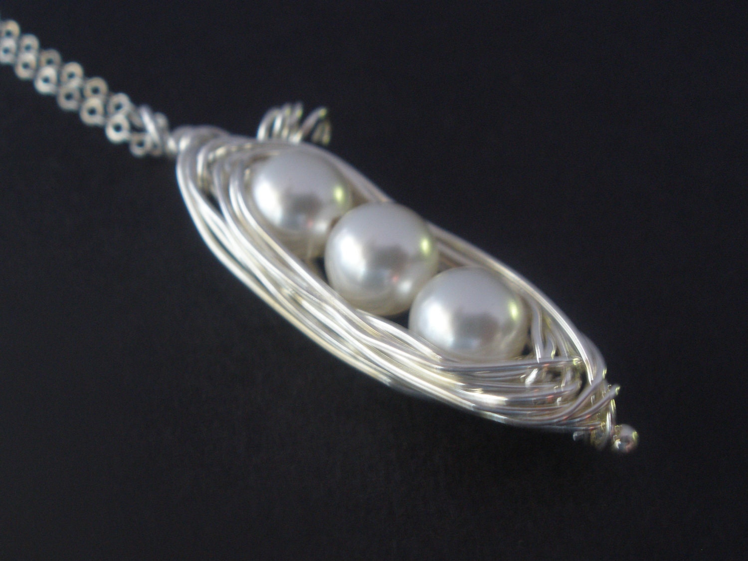 sterling Silber Erbsenschote Halskette, Erbsenschote, Erbsen in Einer Schote Mutter Mütter Schmuck, Draht Gewickelt sterling Silber Erbsenschote Halskette, Erbsenschote, Erbsen in Einer Schote Mutter Mütter Schmuck, Draht Gewickelt von mlejewelry