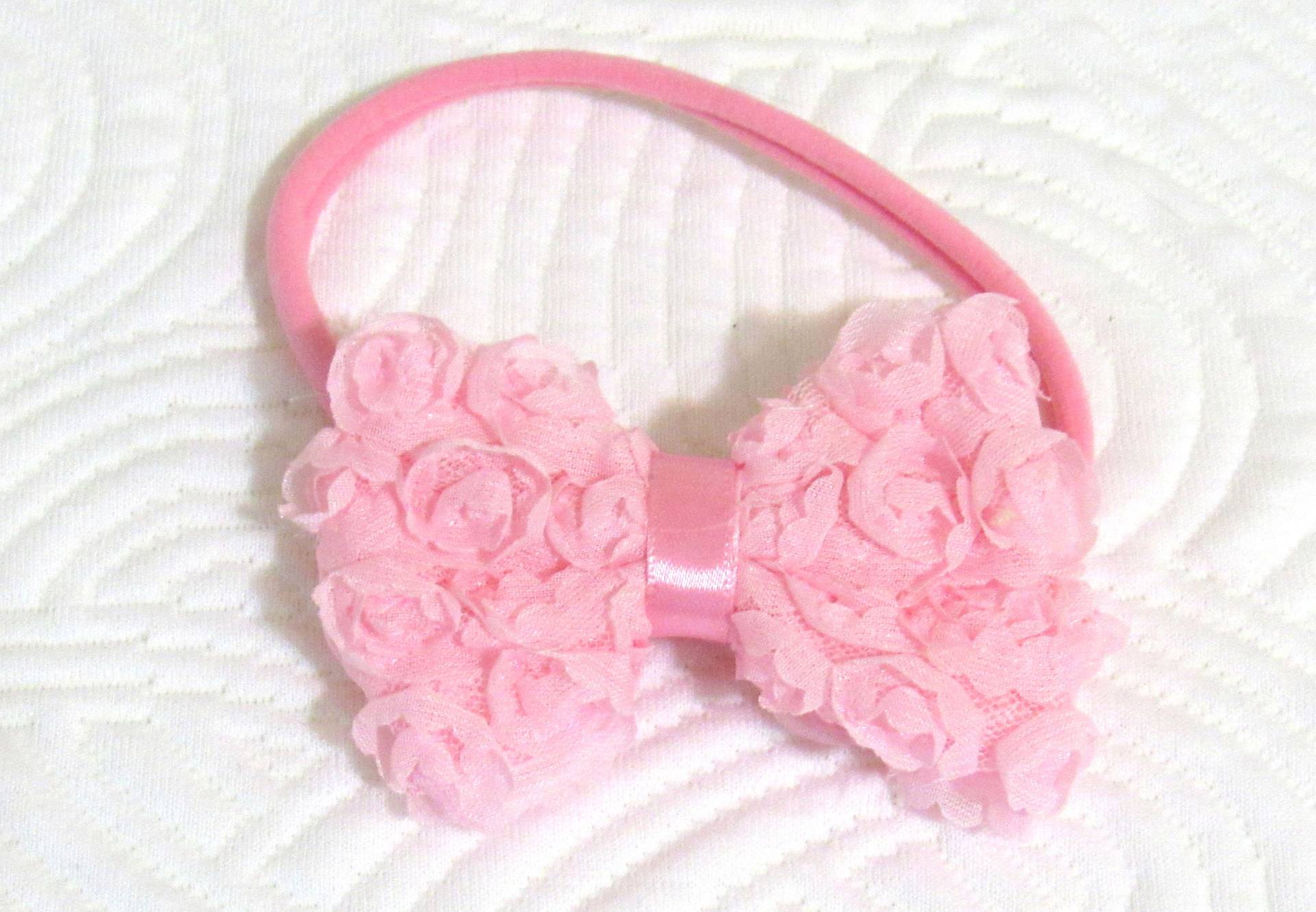 Neugeborenen Fliege Rosette Stirnband Kopf Wickeln Rosa von mmacbabycakes