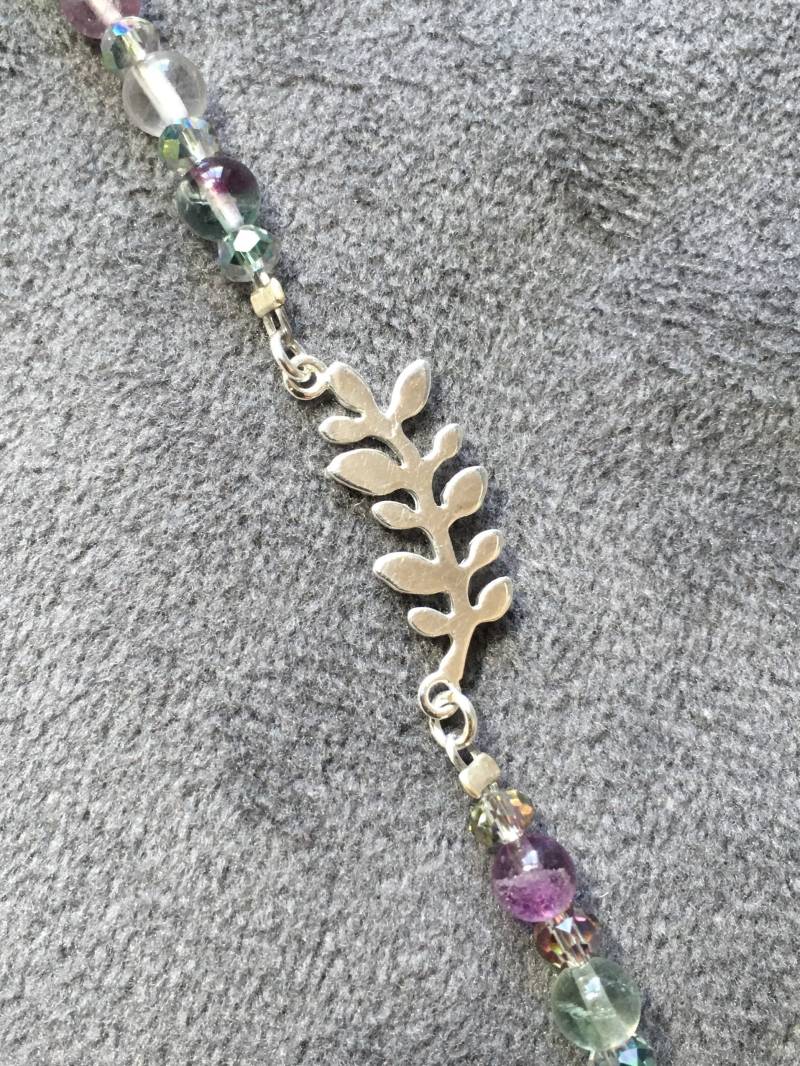 Damen Fluorit Edelstein Pendent Armband, Mit Massiven Sterling Silber Olive Baum Zentrum Eleganten Schmuck Perfekt Für Geschenk von mmilltownJewels
