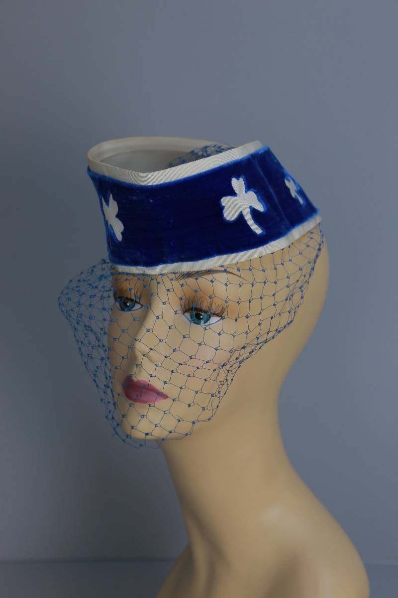 Vintage 40Er Schräghut Mit Gesichtsnetz Kleeblatt Motive Don Marshall von mmmoonchild