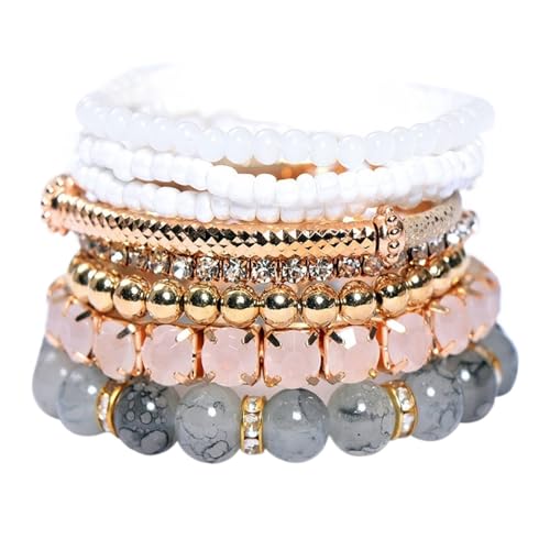 mnopx Perlenarmbänder for Damen, modisches Stapelarmband-Set im Bohème-Stil – Muttertags- und Geburtstagsgeschenk(Style 1) von mnopx