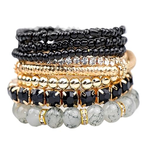 mnopx Perlenarmbänder for Damen, modisches Stapelarmband-Set im Bohème-Stil – Muttertags- und Geburtstagsgeschenk(Style 4) von mnopx