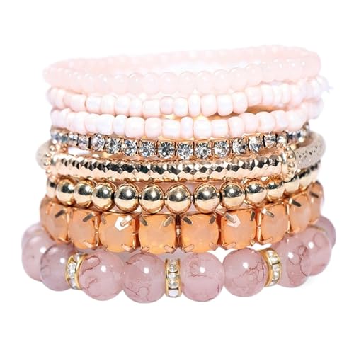mnopx Perlenarmbänder for Damen, modisches Stapelarmband-Set im Bohème-Stil – Muttertags- und Geburtstagsgeschenk(Style 5) von mnopx