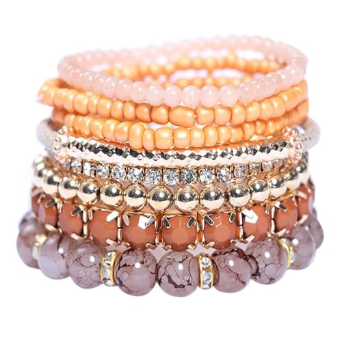 mnopx Perlenarmbänder for Damen, modisches Stapelarmband-Set im Bohème-Stil – Muttertags- und Geburtstagsgeschenk(Style 8) von mnopx