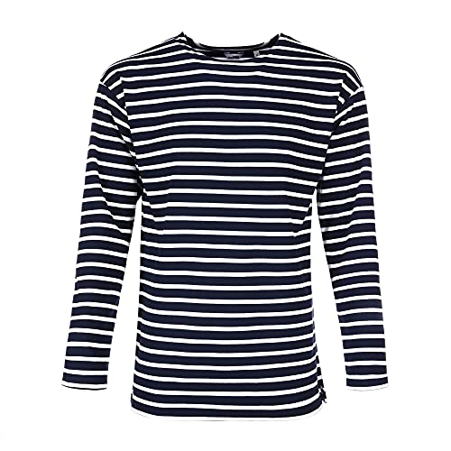 Bretonisches Herren Shirt gestreift Langarm Baumwolle maritim Ringel-Look Streifenshirt (05 blau/weiß, 54) von modAS