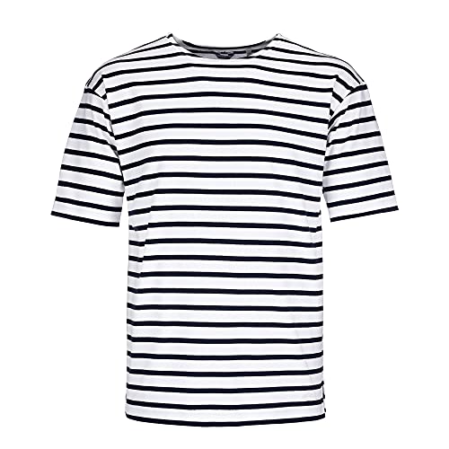 Bretonisches Herren T-Shirt Shirt gestreift Kurzarm Baumwolle maritim Ringel-Look Streifenshirt (04 weiß/blau, Herren 58) von modAS