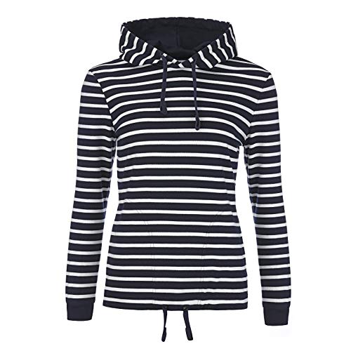 Kapuzenpullover bretonisch gestreift Damen maritim Kapuzenshirt Pullover (blau/weiß 05, 38) von modAS