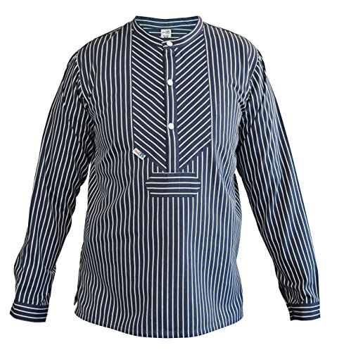 Modas original traditionelles Finkenwerder Fischerhemd für Damen und Herren, Farbe:breiter Streifen, Größe:68 Herren von modAS