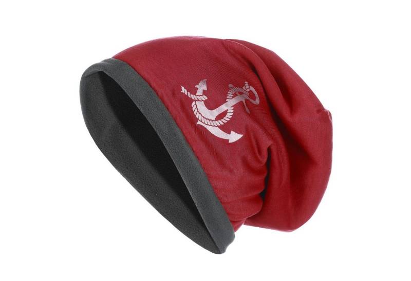 modAS Beanie Unisex Beanie Fleece mit Ankermuster - Einheitsgröße für Erwachsene von modAS