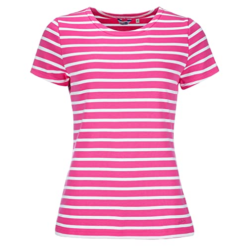 modAS Bretonisches Damenshirt T-Shirt Gestreift mit Rundhalsausschnitt - Ringelshirt Streifenshirt aus Baumwolle in Magnolia/Weiß Größe 40 von modAS