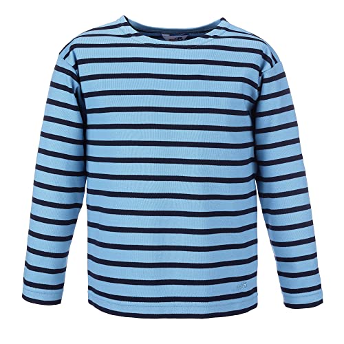 modAS Bretonisches Shirt für Kinder - Longsleeve Pullover Langarm Shirt mit Streifen Mädchen Jungen aus Baumwolle in Azur/Blau Größe 68 von modAS