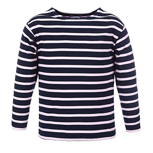 modAS Bretonisches Shirt für Kinder - Longsleeve Pullover Langarm Shirt mit Streifen Mädchen Jungen aus Baumwolle in Blau/Rosa Größe 176 von modAS