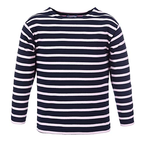 modAS Bretonisches Shirt für Kinder - Longsleeve Pullover Langarm Shirt mit Streifen Mädchen Jungen aus Baumwolle in Blau/Rosa Größe 80 von modAS