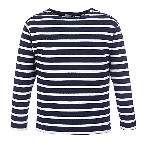 modAS Bretonisches Shirt für Kinder - Longsleeve Pullover Langarm Shirt mit Streifen Mädchen Jungen aus Baumwolle in Blau/Weiß Größe 104 von modAS