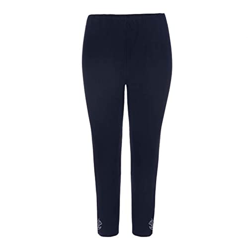 modAS Damen Caprihose mit Strass-Applikation - Capri Sommerhose Freizeithose Maritim in Marine Blau Größe 38 von modAS