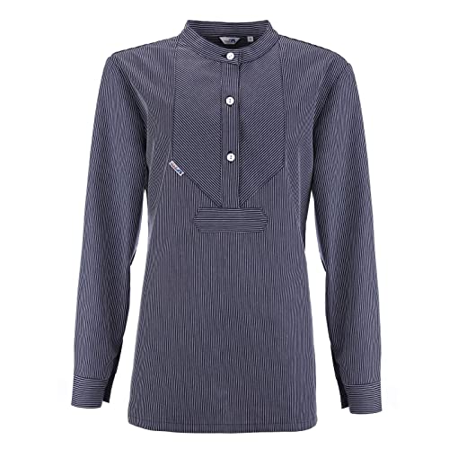 modAS Damen Fischerhemd mit optimierter Schnittführung für Damen - Hemd im traditionellen Finkenwerder-Stil in Blau mit schmalen Streifen Größe 36 von modAS