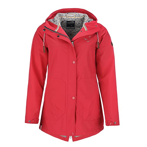 modAS Damen Softshell-Mantel Unifarben - Outdoor Softshell-Jacke Regenjacke mit Kapuze in Rot Größe 48 von modAS