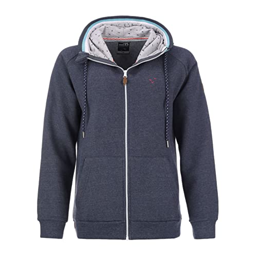 modAS Damen Sweatjacke Kapuzenjacke unifarben - Hoodie Strickjacke mit Kapuze und Reißverschluss in Marine Blau Größe 42 von modAS