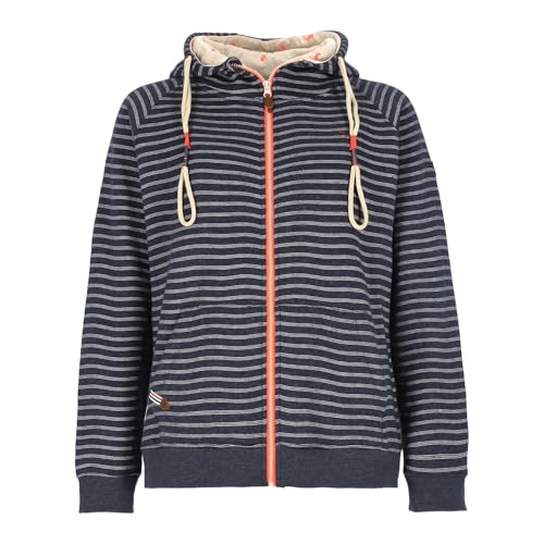 modAS Damen Sweatjacke mit Kapuze - Gestreifte Kapuzenjacke in Marine Größe 3XL von modAS