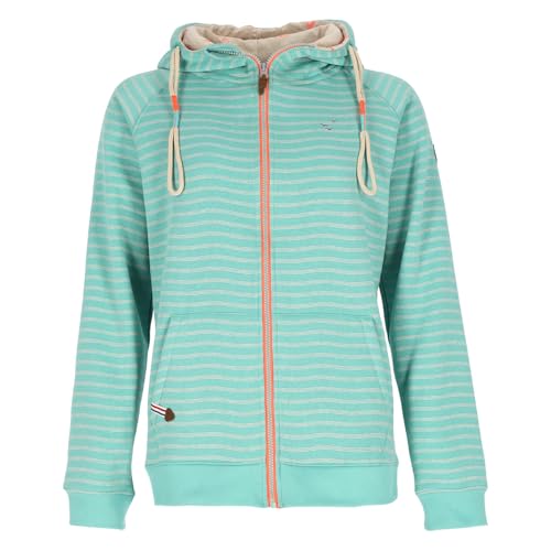 modAS Damen Sweatjacke mit Kapuze - Gestreifte Kapuzenjacke in Mint Größe XL von modAS