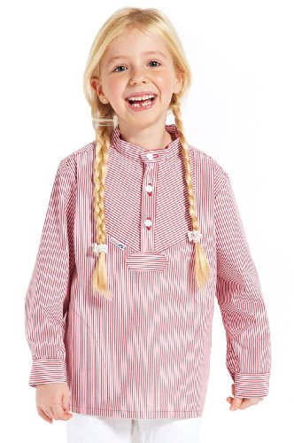 modAS Fischerhemd Hell Kinder, Kinder, 92, rot/weiß gestreift von modAS