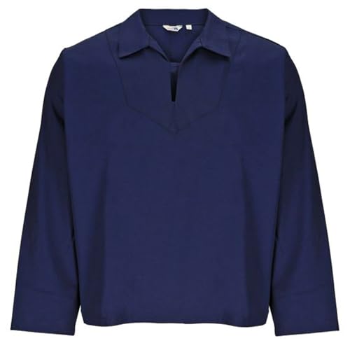 modAS Herren Französisches Fischerhemd mit V-Ausschnitt - Traditionelles Fischerhemd in Marineblau Größe L von modAS