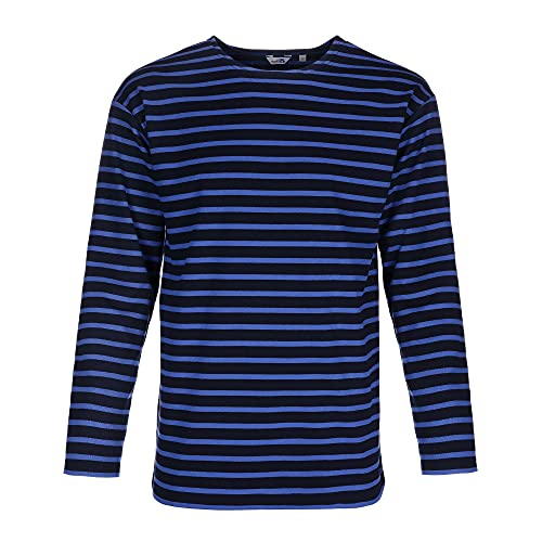modAS Herren Shirt Bretonisches Streifenshirt - Ringelshirt Streifenshirt Langarmshirt mit Streifen aus Baumwolle in Blau/Royal Größe 58 von modAS