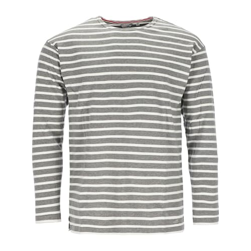 modAS Herren Shirt Bretonisches Streifenshirt - Ringelshirt Streifenshirt Langarmshirt mit Streifen aus Baumwolle in Grau-Melange Größe 46 von modAS