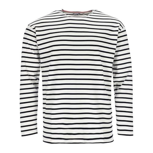 modAS Herren Shirt Bretonisches Streifenshirt - Ringelshirt Streifenshirt Langarmshirt mit Streifen aus Baumwolle in Weiß/Blau Größe 64 von modAS