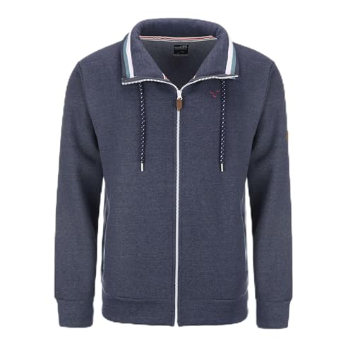 modAS Herren Sweatjacke ohne Kapuze unifarben - Strickjacke Shirtjacke mit Reißverschluss in Marine Blau Größe XXL von modAS