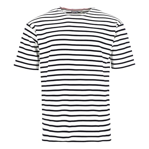 modAS Herren T-Shirt Bretonisches Streifenshirt - Ringelshirt Streifenshirt Kurzarm mit Streifen aus Baumwolle in Weiß/Blau Größe 56 von modAS