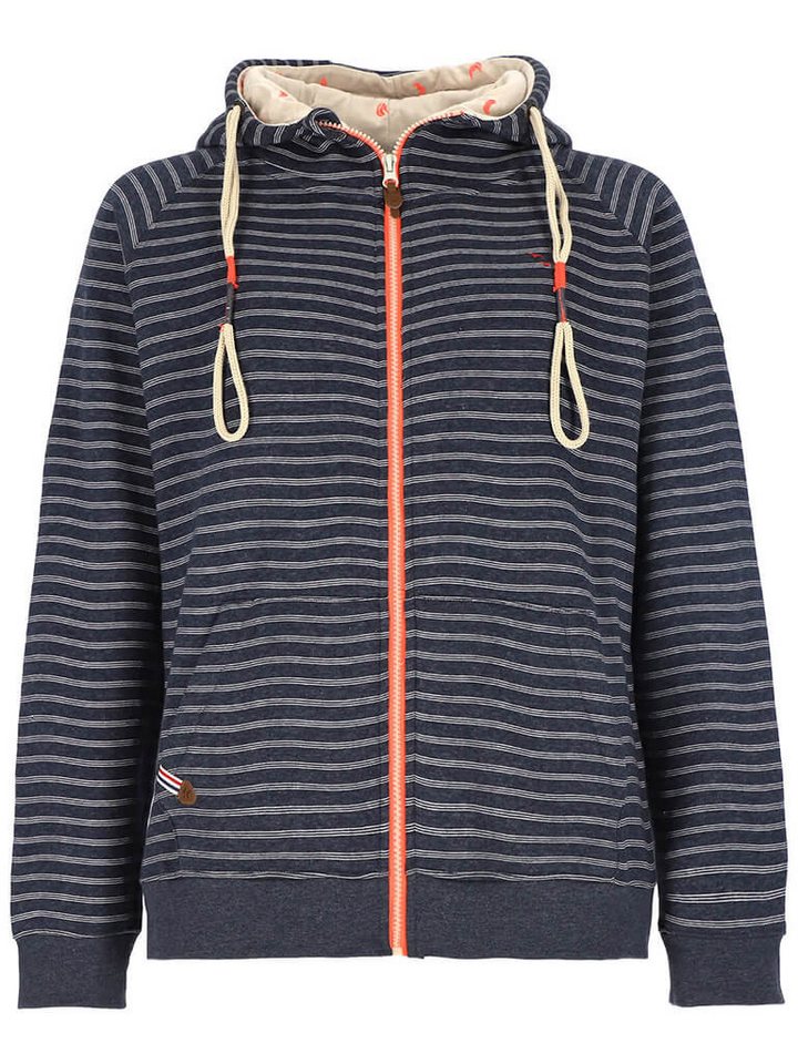 modAS Kapuzensweatjacke Damen Sweatjacke Streifen mit Kapuze - Gestreifte Kapuzenjacke von modAS